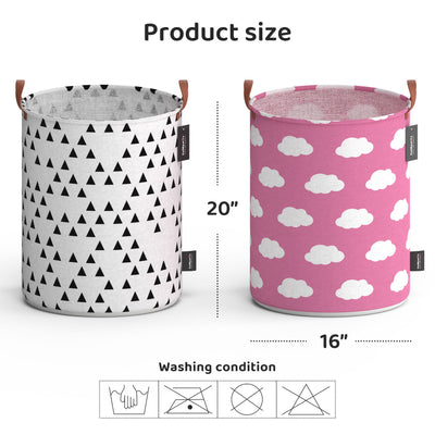 CalMyotis large Storage Baskets for baby, Pink Clouds&Triangles, 2 PACKS